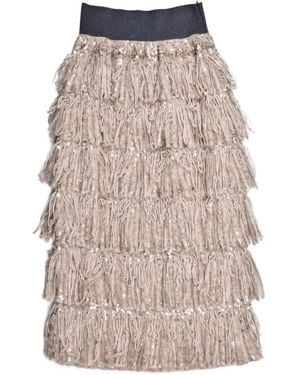 Brunello Cucinelli Gonna Midi Con Paillettes - Neutro