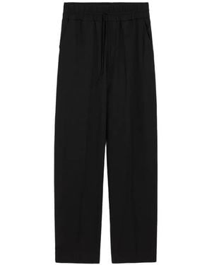 Ami Paris Pantalon En Laine À Taille Élastiquée - Black