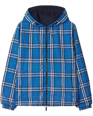 Burberry Reversible Check Hooded Jacket - Blue