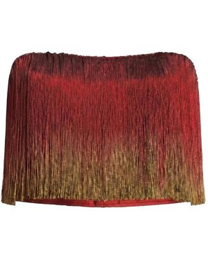 Gemy Maalouf Fringe-Trimmed Strapless Top - Red