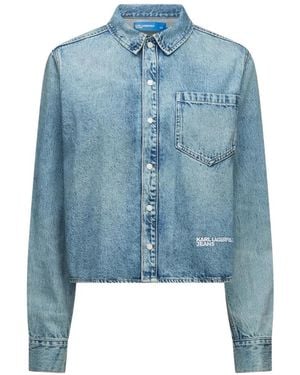 KARL LAGERFELD Boxy-Fit Denim Shirt - Blue