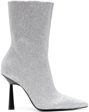Gia Borghini Rosie 100Mm Glittered Ankle Boots - White