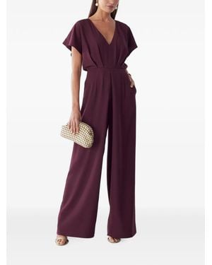 BWLDR Azeliah Pleated V-Neck Jumpsuit - Purple