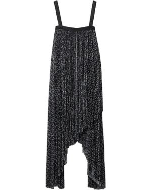 Burberry Chain-Print Pleated Dress - Black
