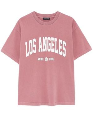 Anine Bing Cade Tee Los Angeles College - Pink