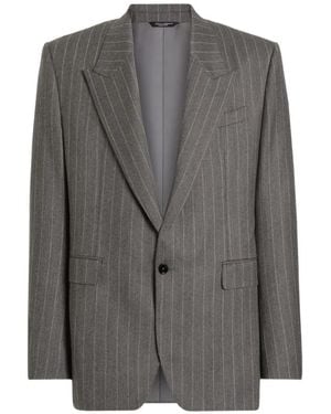 Dolce & Gabbana Einreihige Palermo Wolljacke Mit Nadelstreifen - Grau