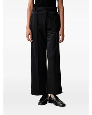 Fred Perry Logo-Embroidered Wide-Leg Trousers - Black