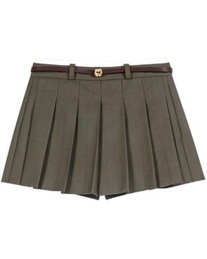 Maje Pleated Skirt-Effect Shorts - Grey