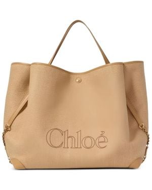 Chloé Large Clover Double Carry Bag - Natural