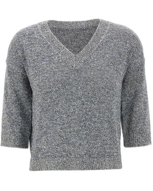 Kangra Micro-Sequin V-Neck Jumper - Grey