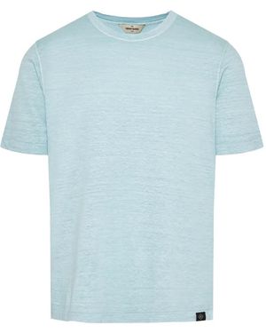 Gran Sasso Slub-Texture Side-Slit T-Shirt - Blue