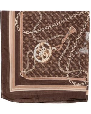 Guess Schal Mit Logo-Print - Braun
