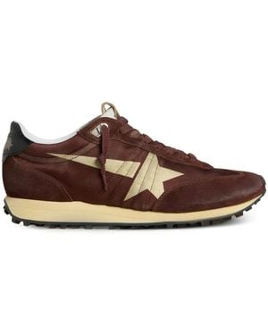 Golden Goose Silk And Nylon Panelled Lace Trainers - Brown