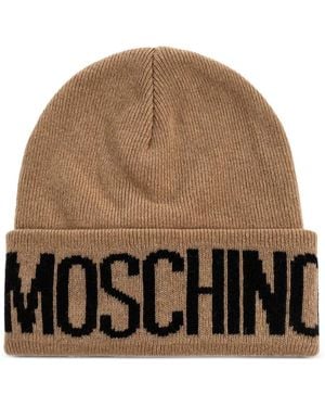 Moschino Logo-Detail Wool Beanie - Brown