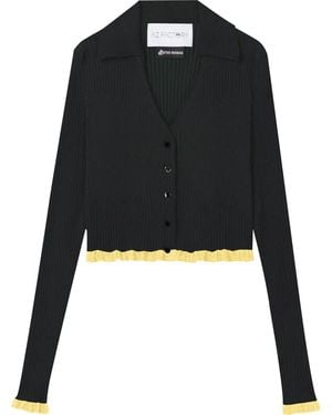 AZ FACTORY X Ester Manas Cardigan Crop À Design Nervuré - Noir
