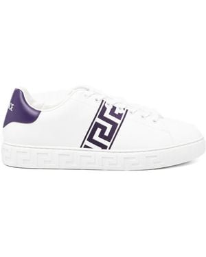 Versace Greek key stripe trainers - Blanco