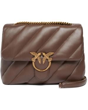 Pinko Leather Crossbody Bag - Brown