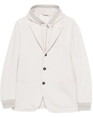 Eleventy Hooded Button Blazer - White