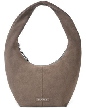 Bogner Loges Gerda Medium Suede Shoulder Bag - Grey