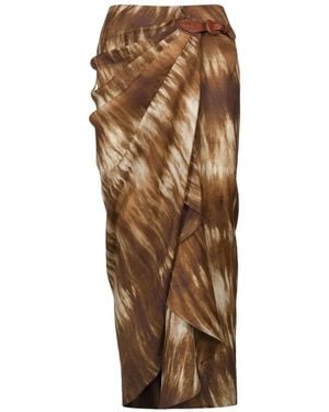Johanna Ortiz Expedition Draped Linen Skirt - Brown