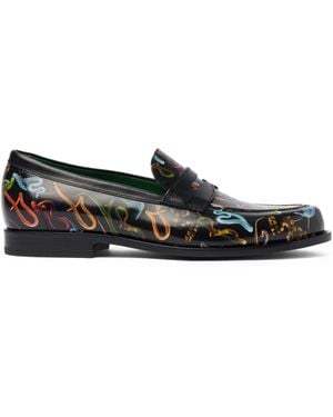 SCAROSSO Graphic-Print Loafers - Black