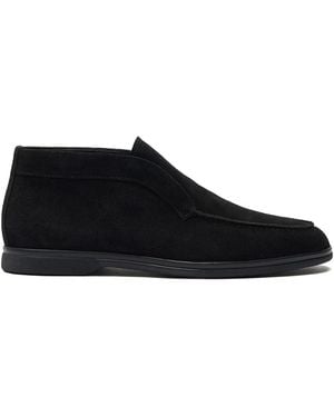 SCAROSSO Suede Slip-On Ankle Boots - Black
