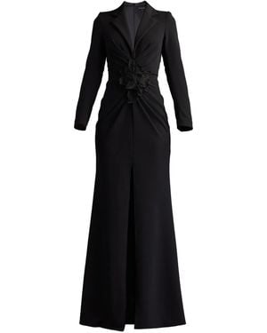 Tadashi Shoji Vestido de fiesta con aplique floral - Negro