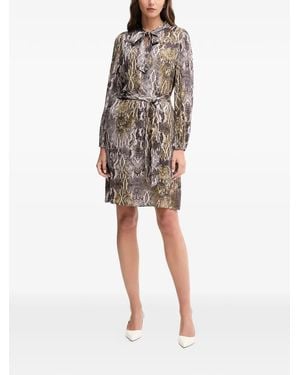 MARC AUREL Tie Neck Snake Print Dress - Natural