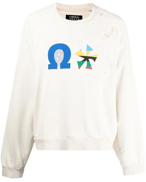 Liberal Youth Ministry Distressed-Effect Sweatshirt - White