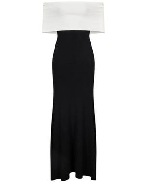 Roland Mouret Robe Longue Color Block À Épaules Dénudées - Black