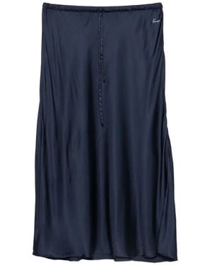 KENZO Drawstring-Waist Logo-Plaque Midi Skirt - Blue