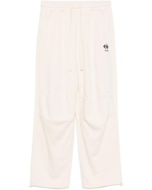 FIVE CM Embroidered-Logo Cotton Trousers - Natural