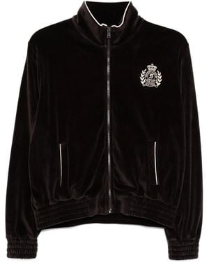 Sporty & Rich Ny Crest Velour Track Jacket - Black