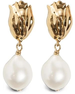 Chloé Tulip Pearl-Drop Earrings - White