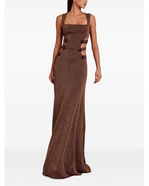 AZULU Ginebra Cut-Out Button-Embellished Gown - Brown
