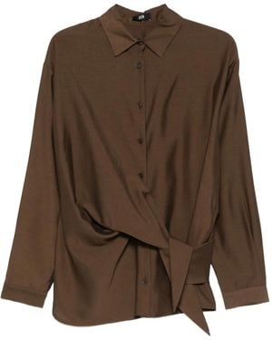 ELEH Tie-Detail Shirt - Brown