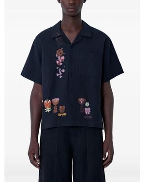 STORY mfg. Floral-Motif Shirt - Blue
