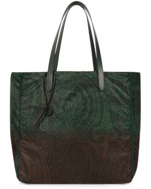 Etro Unfold Me Nylon Tote Bag With Degradé Arnica Motif - Green