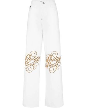 Philipp Plein Logo-Embroidered Jeans - White