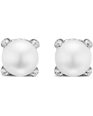 David Yurman Ohrstecker Aus Sterlingsilber Mit Perle Und Diamant - Weiß
