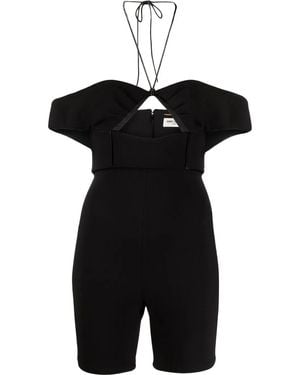 Saint Laurent Mono Corto Con Cuello Halter - Negro