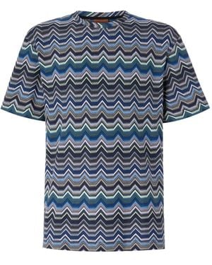 Missoni Chevron-Pattern Short-Sleeved T-Shirt - Blue