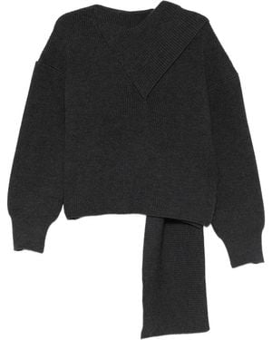 Erika Cavallini Semi Couture Pullover mit Schaldetail - Schwarz