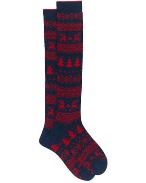 Gallo Fairisle Knee-High Socks - Purple