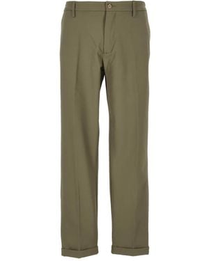 Re-hash Pantalon Droit À Boutonnière - Vert