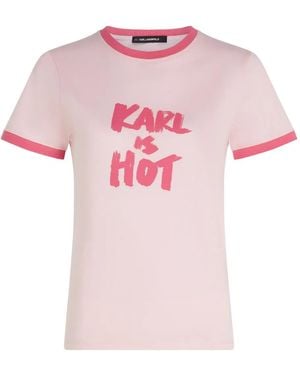 KARL LAGERFELD Karl Is Hot Cotton T-Shirt - Pink