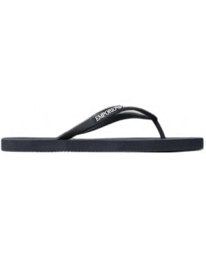 Emporio Armani Logo-Print Flip Flops - Black