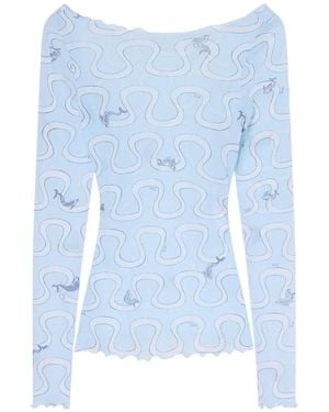 PUCCI Onda Print Tulle Top - Blue