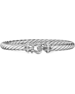 David Yurman Sterling Cable Flex Buckle Diamond Bracelet - White