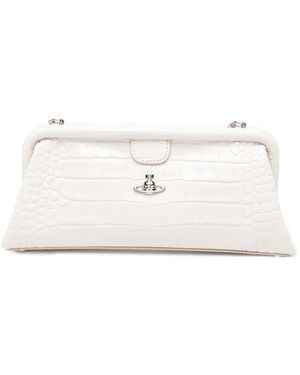 Vivienne Westwood Orb Croc-Effect Clutch Bag - White